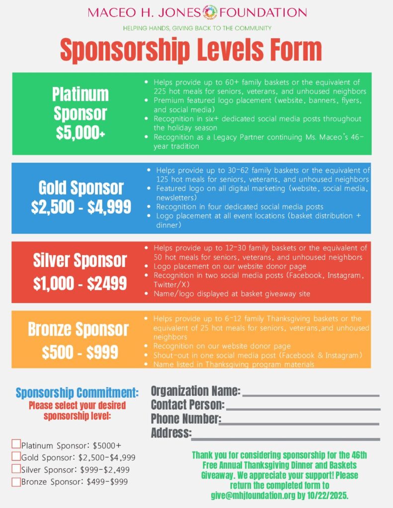 MHJ Foundation Sponsorship Levels Form 2025